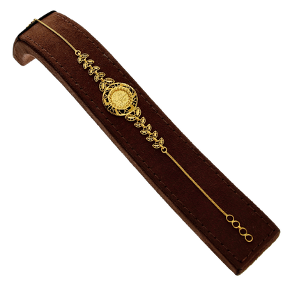 Gold Leaf Motif with Round Turkish Lira Bracelet 21KT- FKJBRL21KM10253
