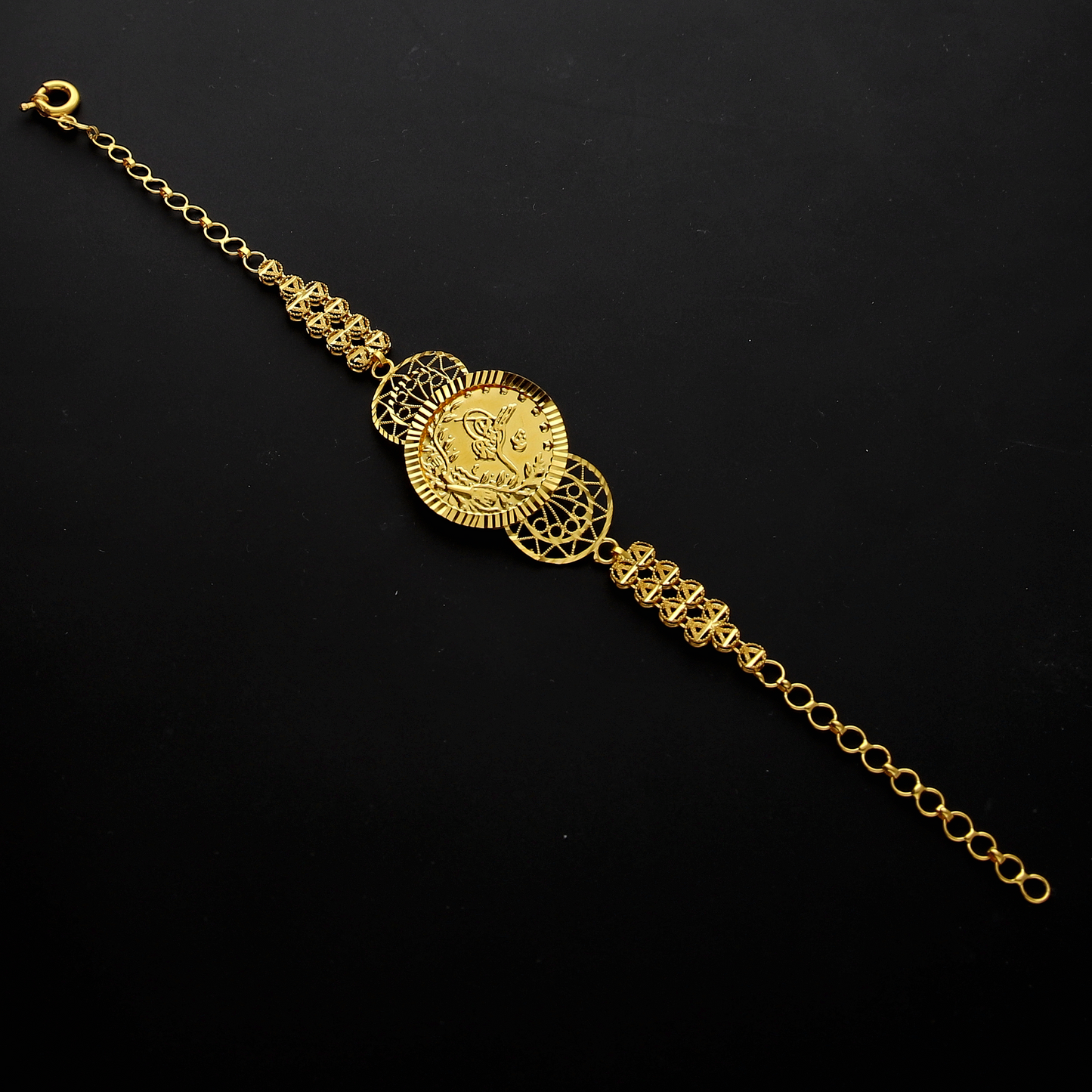Gold Antique Turkish Lira Bracelet 21KT- FKJBRL21KM10255