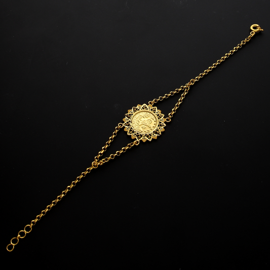 Gold Sunburst Ottoman Lira Bracelet 21KT- FKJBRL21KM10257