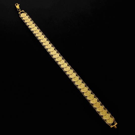 Gold Ottoman Lira Disc Link Bracelet 21KT- FKJBRL21KM10260