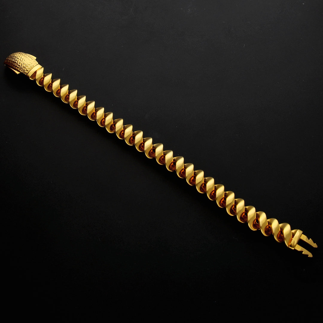 Gold Twisted Bold Spiral Bracelet 21KT - FKJBRL21KM10275