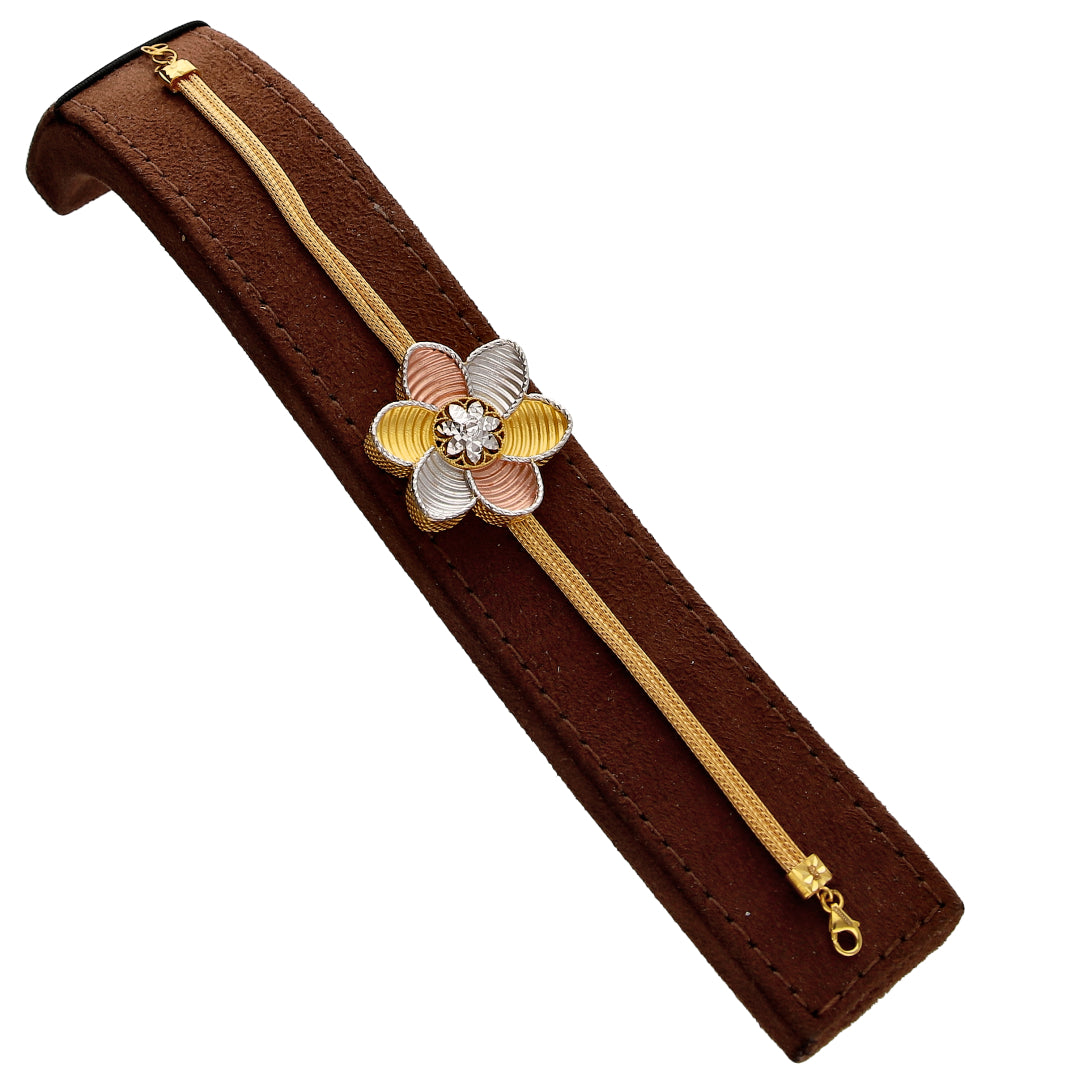 Gold Multitone Flower Bracelet 21KT - FKJBRL21KM10277