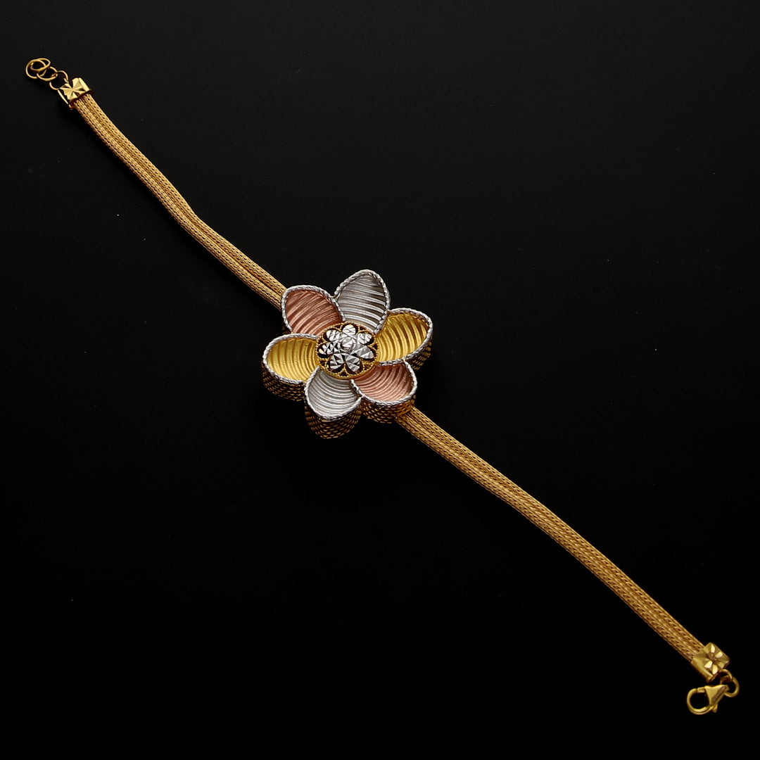 Gold Multitone Flower Bracelet 21KT - FKJBRL21KM10277