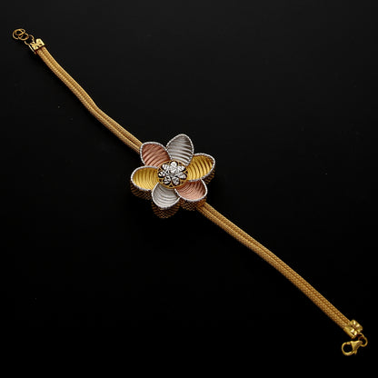 Gold Multitone Flower Bracelet 21KT - FKJBRL21KM10277