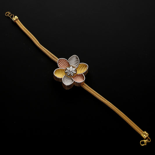 Gold Multitone Flower Bracelet 21KT - FKJBRL21KM10277