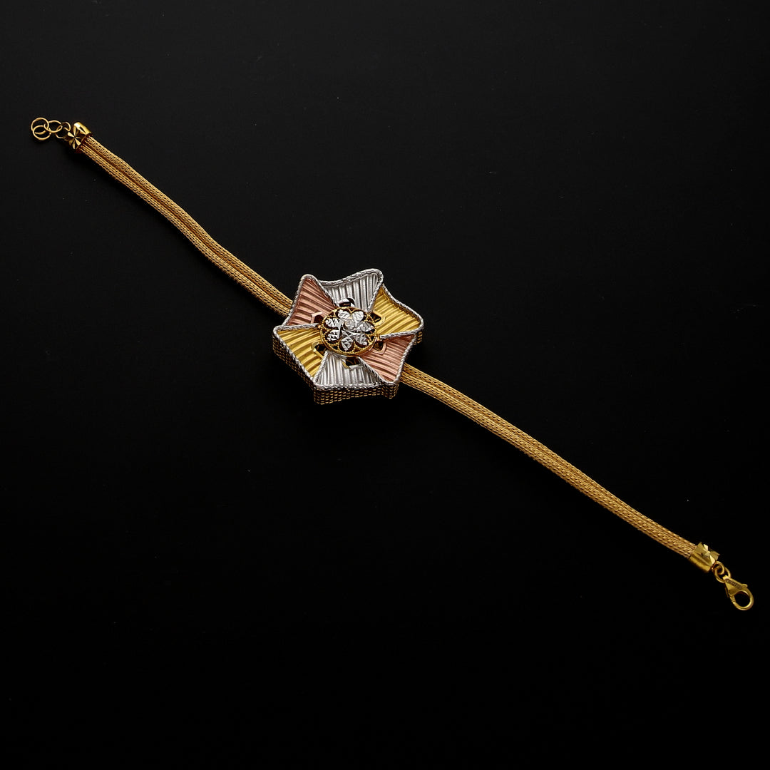Gold Tri-Tone Star Bracelet 21KT - FKJBRL21KM10278