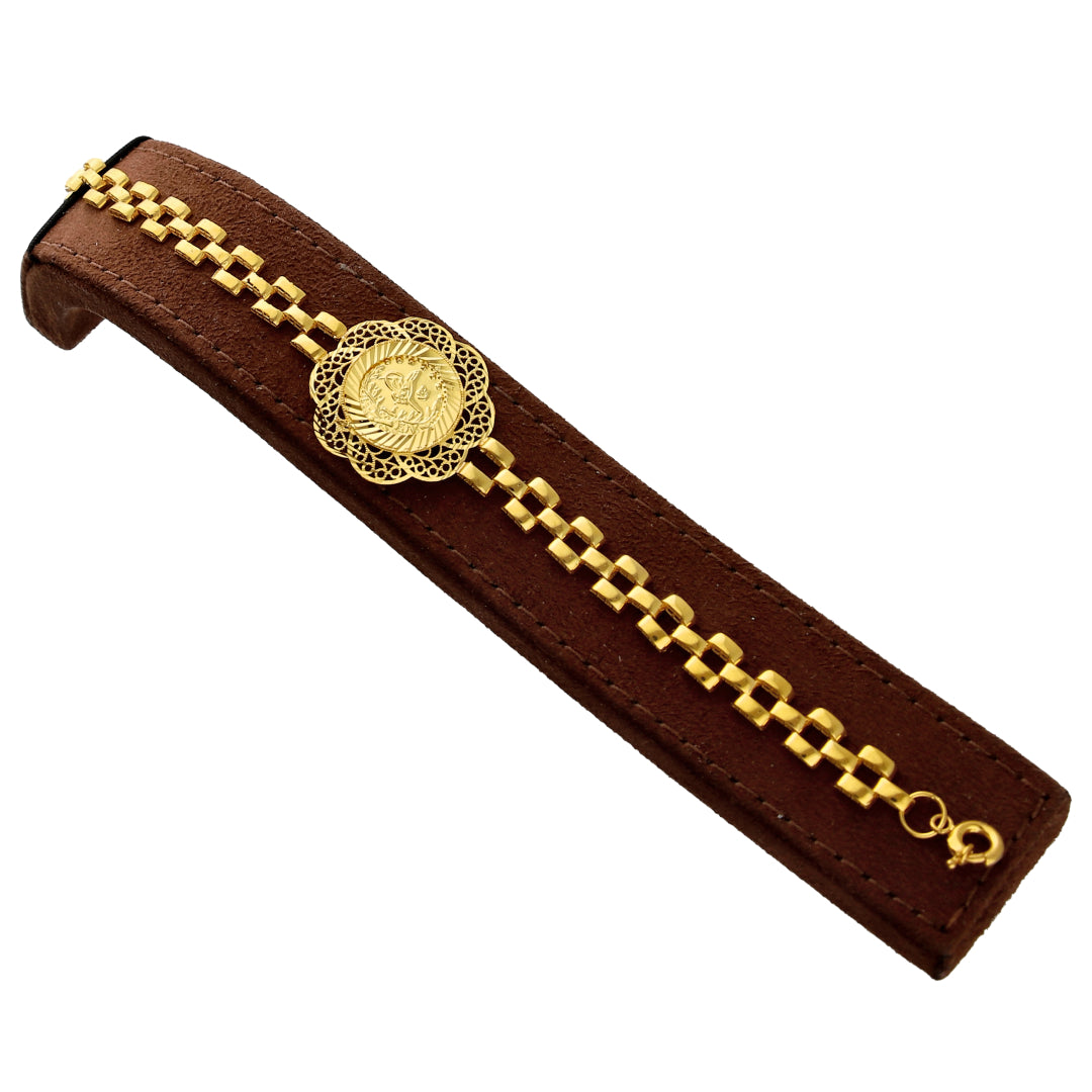 Gold Turkish Lira Box Link Bracelet 21KT - FKJBRL21KM10279