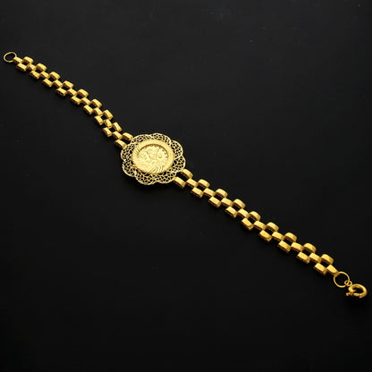 Gold Turkish Lira Box Link Bracelet 21KT - FKJBRL21KM10279