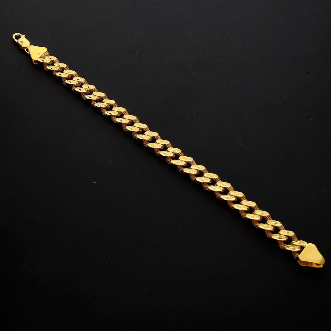 Gold Textured Curb Link Bracelet 21KT - FKJBRL21KM10280