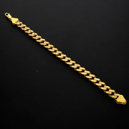 Gold Textured Curb Link Bracelet 21KT - FKJBRL21KM10280