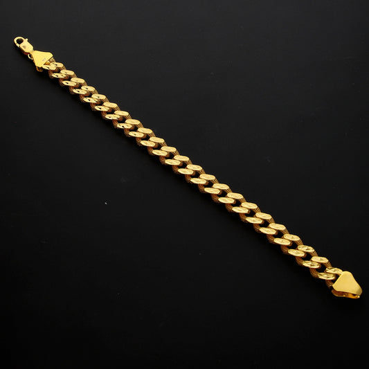 Gold Textured Curb Link Bracelet 21KT - FKJBRL21KM10280