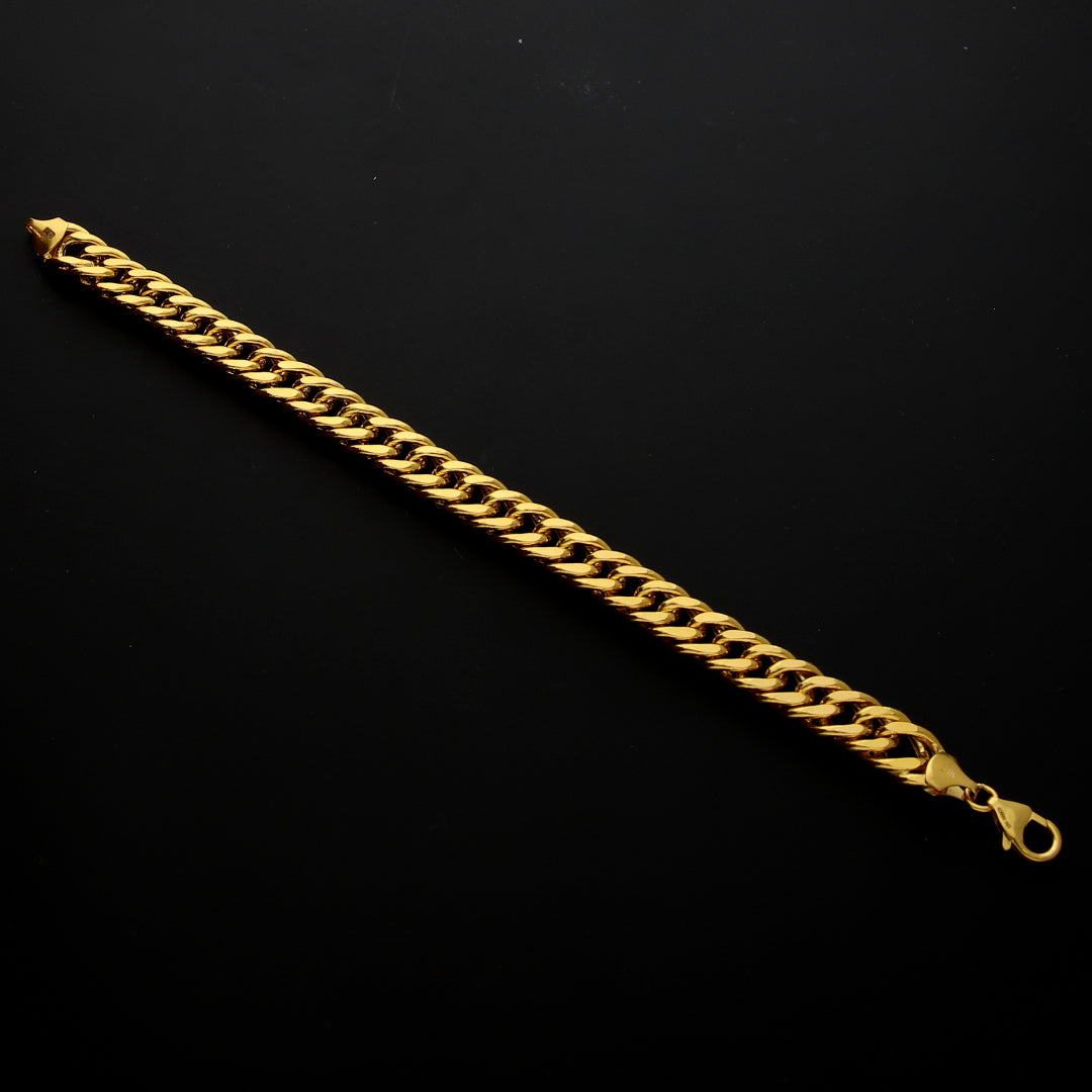 Gold Concave Curb Link Bracelet 21KT - FKJBRL21KM10283