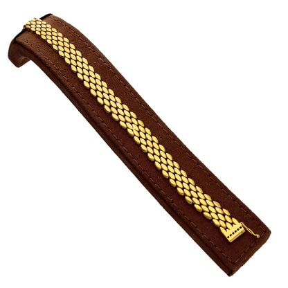 Gold Designer Flat Link Bracelet 21KT - FKJBRL21KM10284