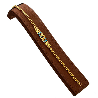 Gold Blue Curb Bracelet 21KT - FKJBRL21KM10289