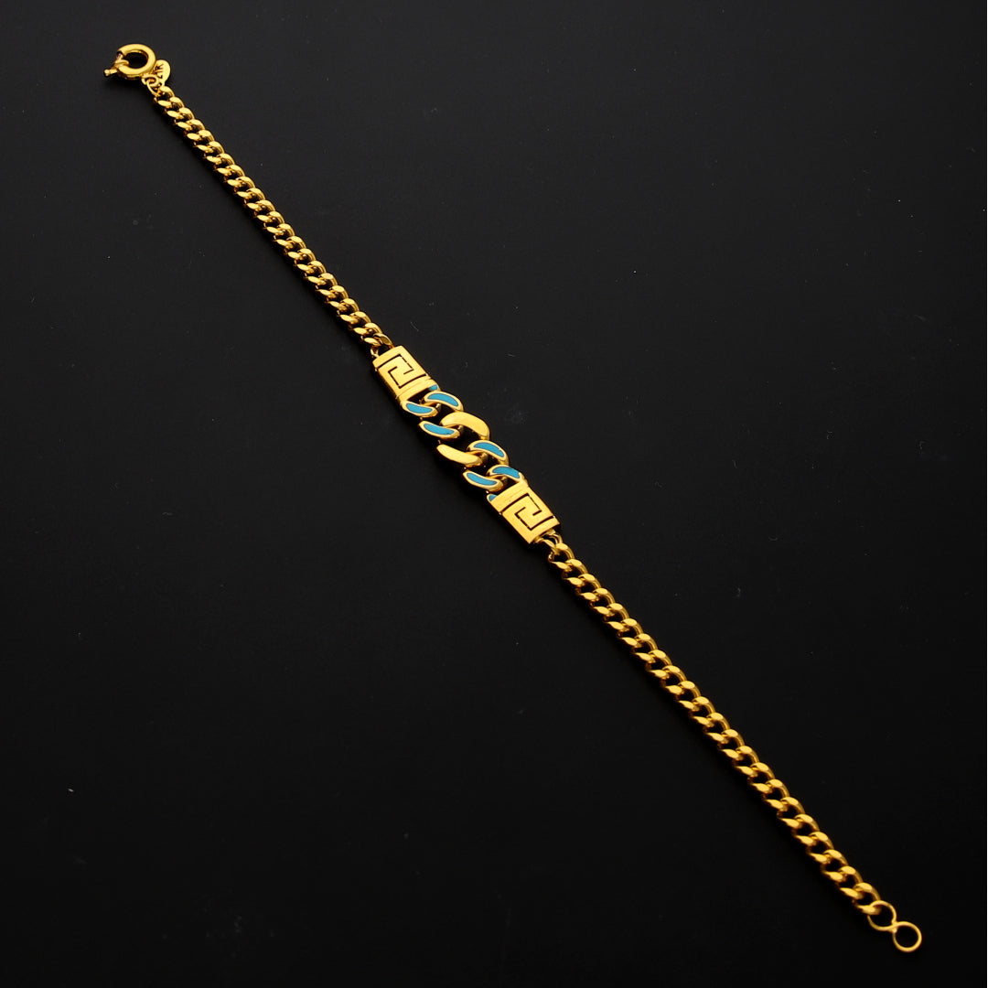 Gold Blue Curb Bracelet 21KT - FKJBRL21KM10289