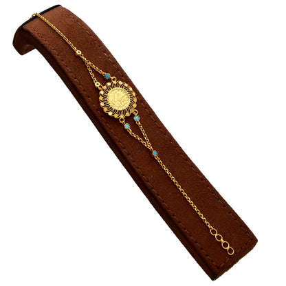 Gold Turkish Lira Flower Shaped Bracelet 21KT - FKJBRL21KM10291