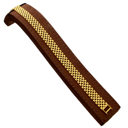 Gold Interlink Checks Strap Bracelet 21KT - FKJBRL21KM10292