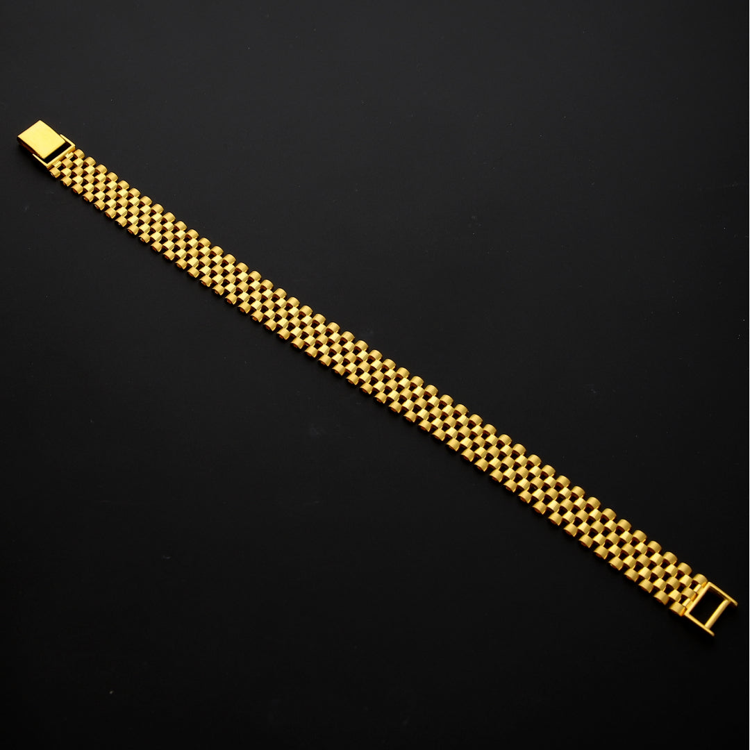 Gold Interlink Checks Strap Bracelet 21KT - FKJBRL21KM10292