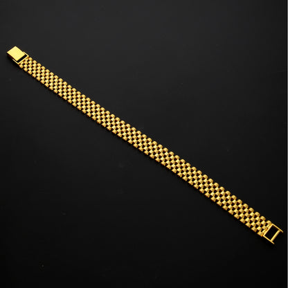 Gold Interlink Checks Strap Bracelet 21KT - FKJBRL21KM10292