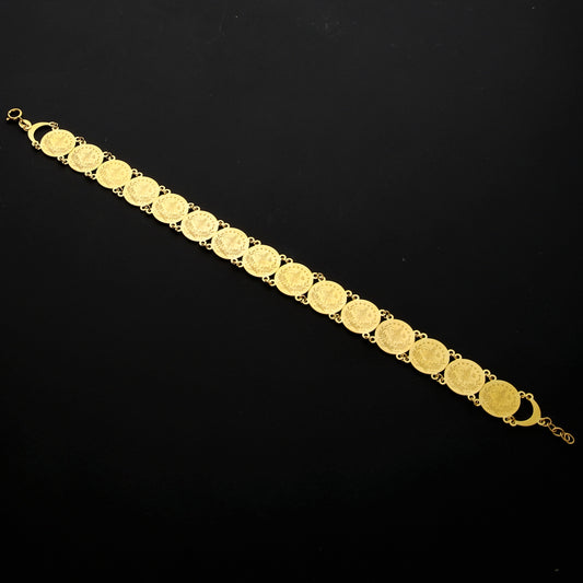 Gold Turkish Lira Strap Bracelet 21KT - FKJBRL21KM10295