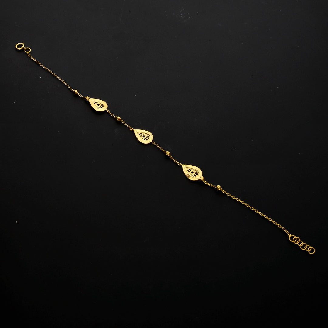 Gold Teardrop Filigree Bracelet 21KT - FKJBRL21KM10299