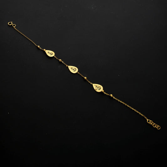 Gold Teardrop Filigree Bracelet 21KT - FKJBRL21KM10299