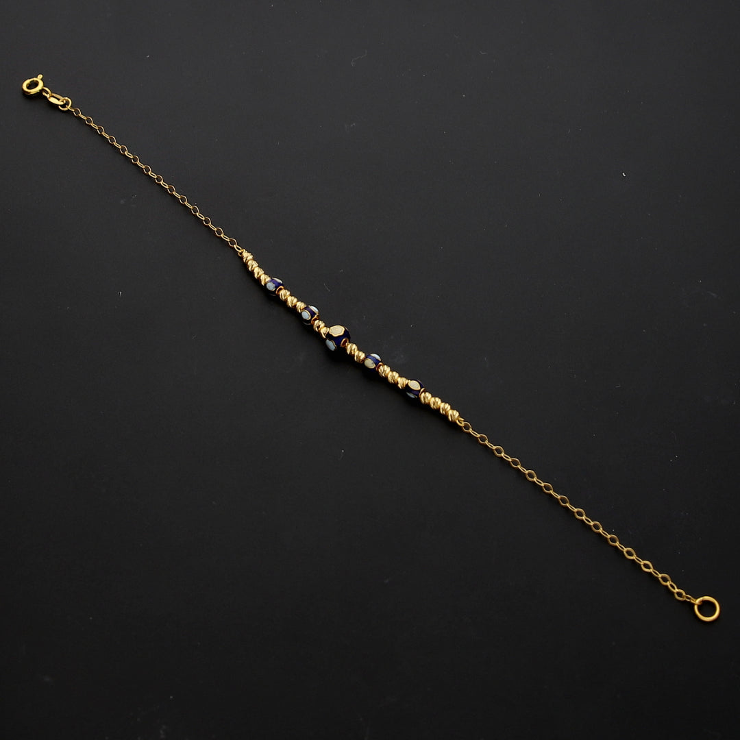 Gold Delicate Beaded Bracelet 21KT - FKJBRL21KM10301