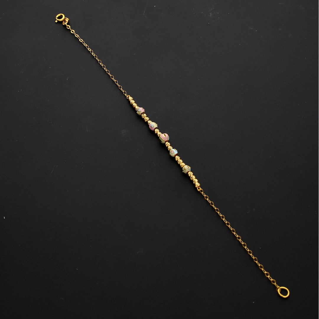Gold Fancy Beaded Bracelet 21KT - FKJBRL21KM10302