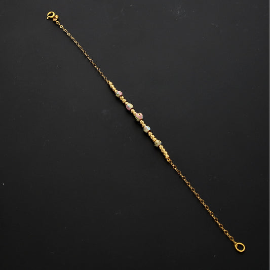 Gold Fancy Beaded Bracelet 21KT - FKJBRL21KM10302