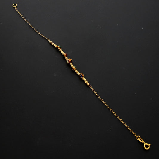 Gold Vibrant Beaded Bracelet 21KT - FKJBRL21KM10304