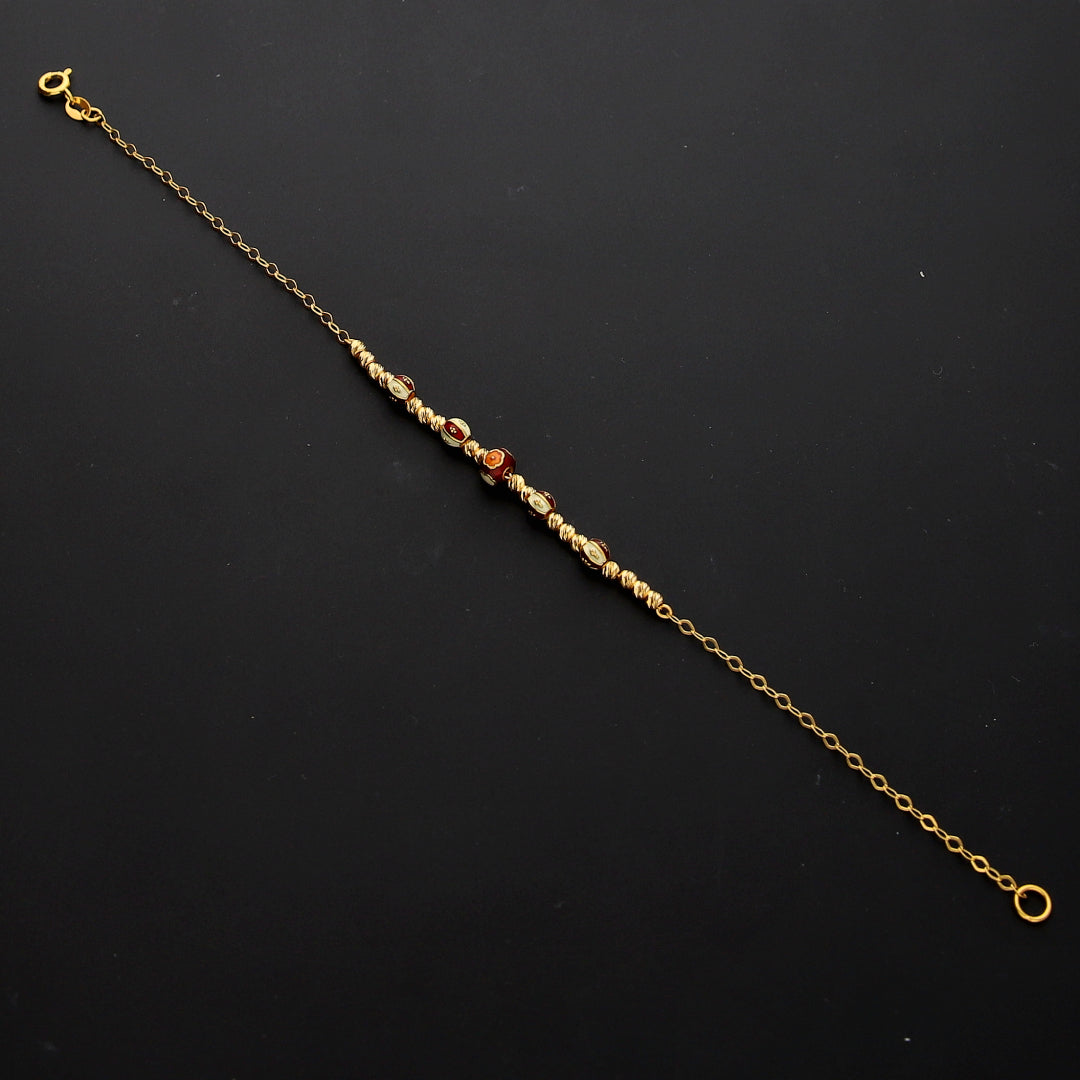 Gold Enamel Beaded Bracelet 21KT - FKJBRL21KM10306