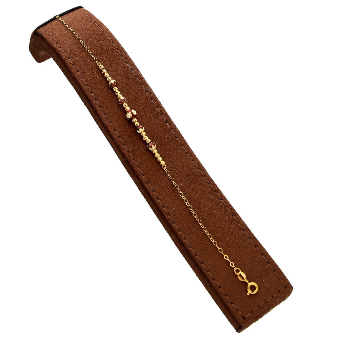Gold Elegant Textured Beaded Bracelet 21KT - FKJBRL21KM10307