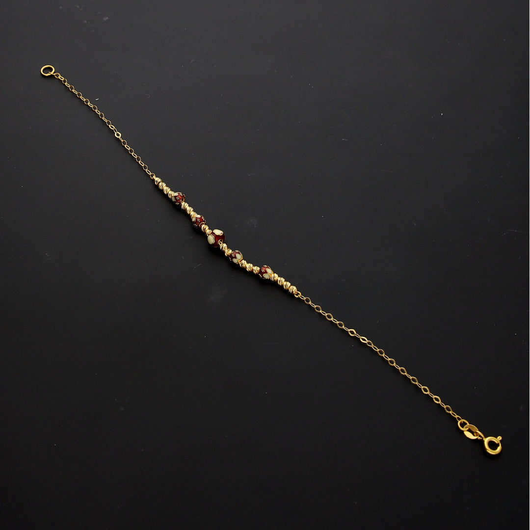 Gold Elegant Textured Beaded Bracelet 21KT - FKJBRL21KM10307