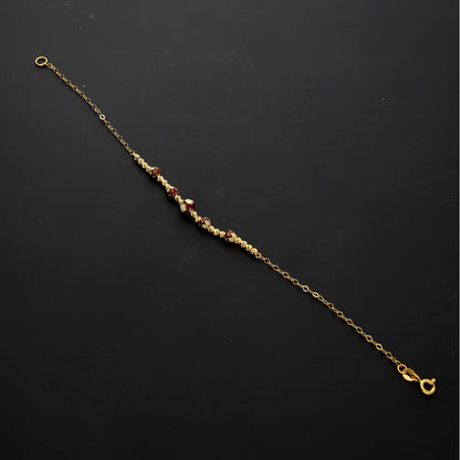 Gold Elegant Textured Beaded Bracelet 21KT - FKJBRL21KM10307