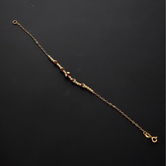 Gold Elegant Textured Beaded Bracelet 21KT - FKJBRL21KM10307