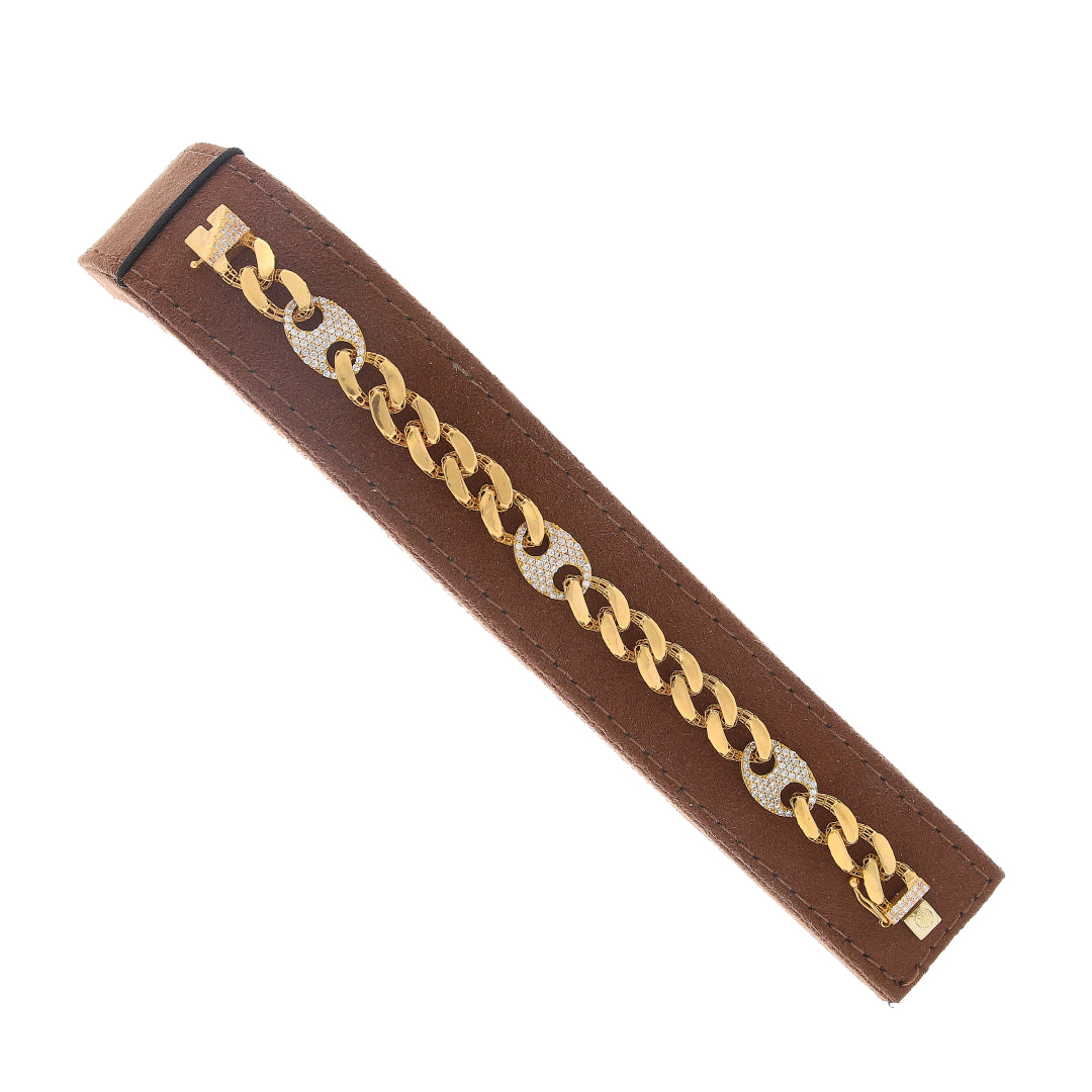 Gold Thick Curb Bracelet 21KT - FKJBRL21KM10447