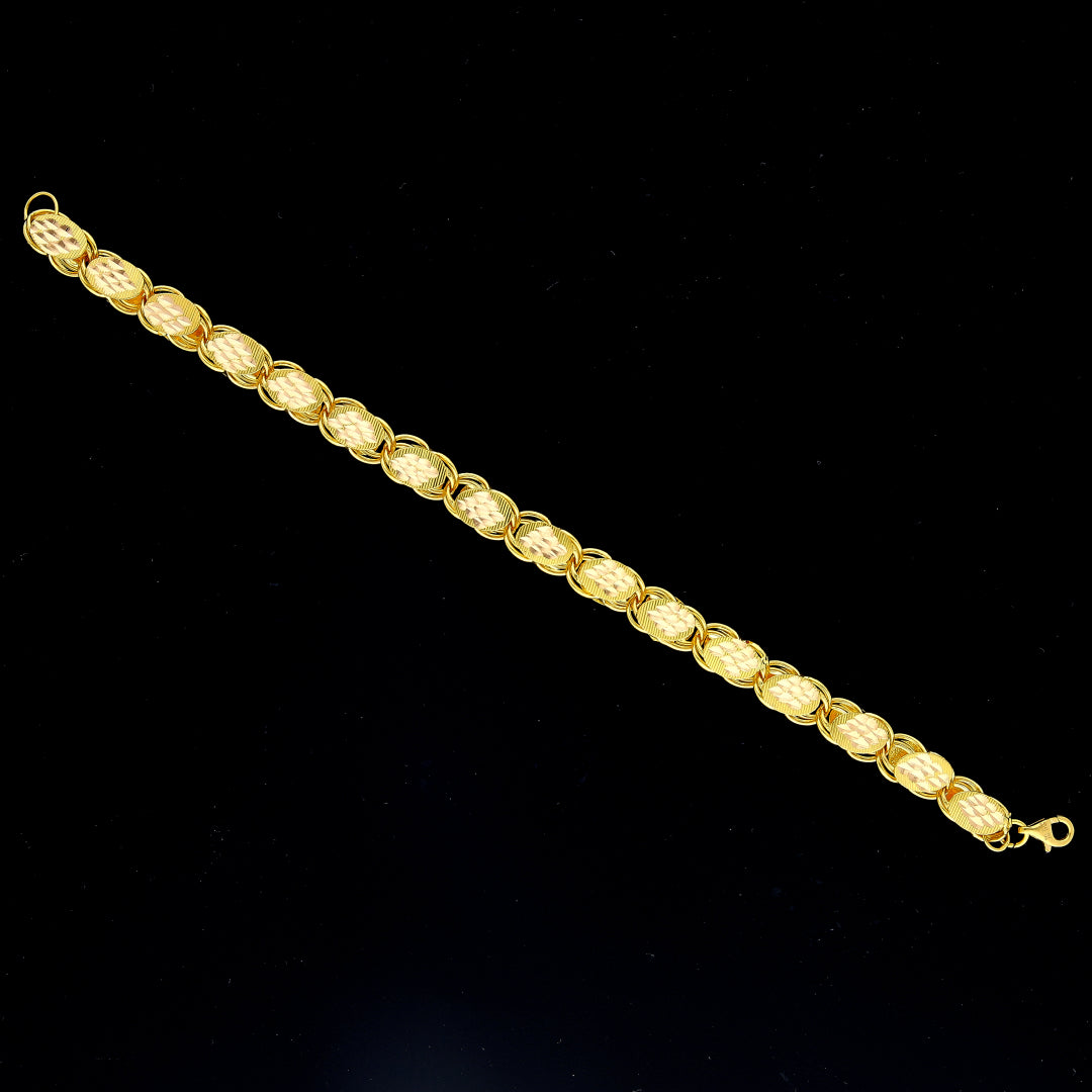 Gold Oval Interlinked Coins Bracelet 21KT - FKJBRL21KM10449