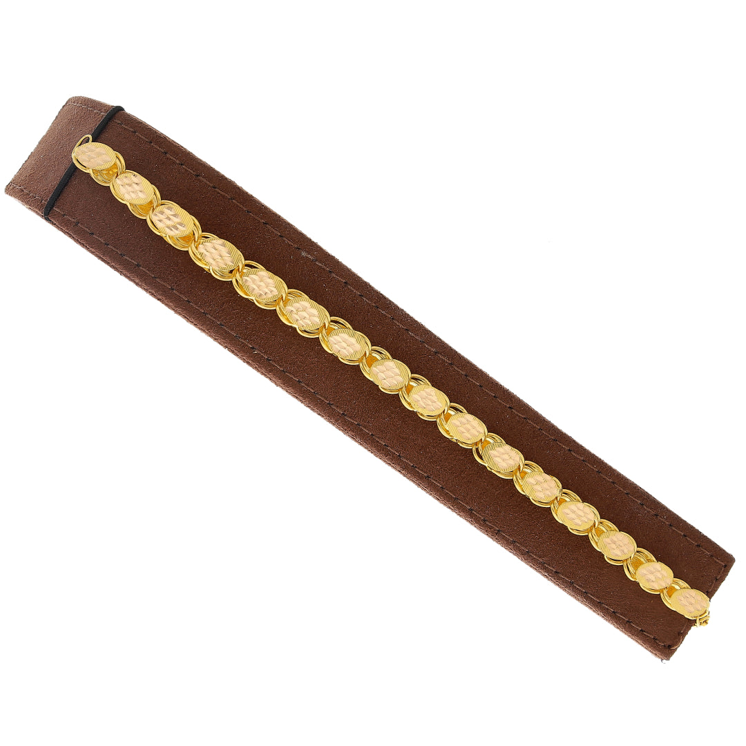 Gold Oval Interlinked Coins Bracelet 21KT - FKJBRL21KM10449