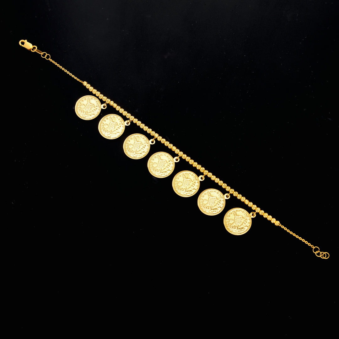 Gold Turkish Lira Link Bracelet 21KT - FKJBRL21KM10491