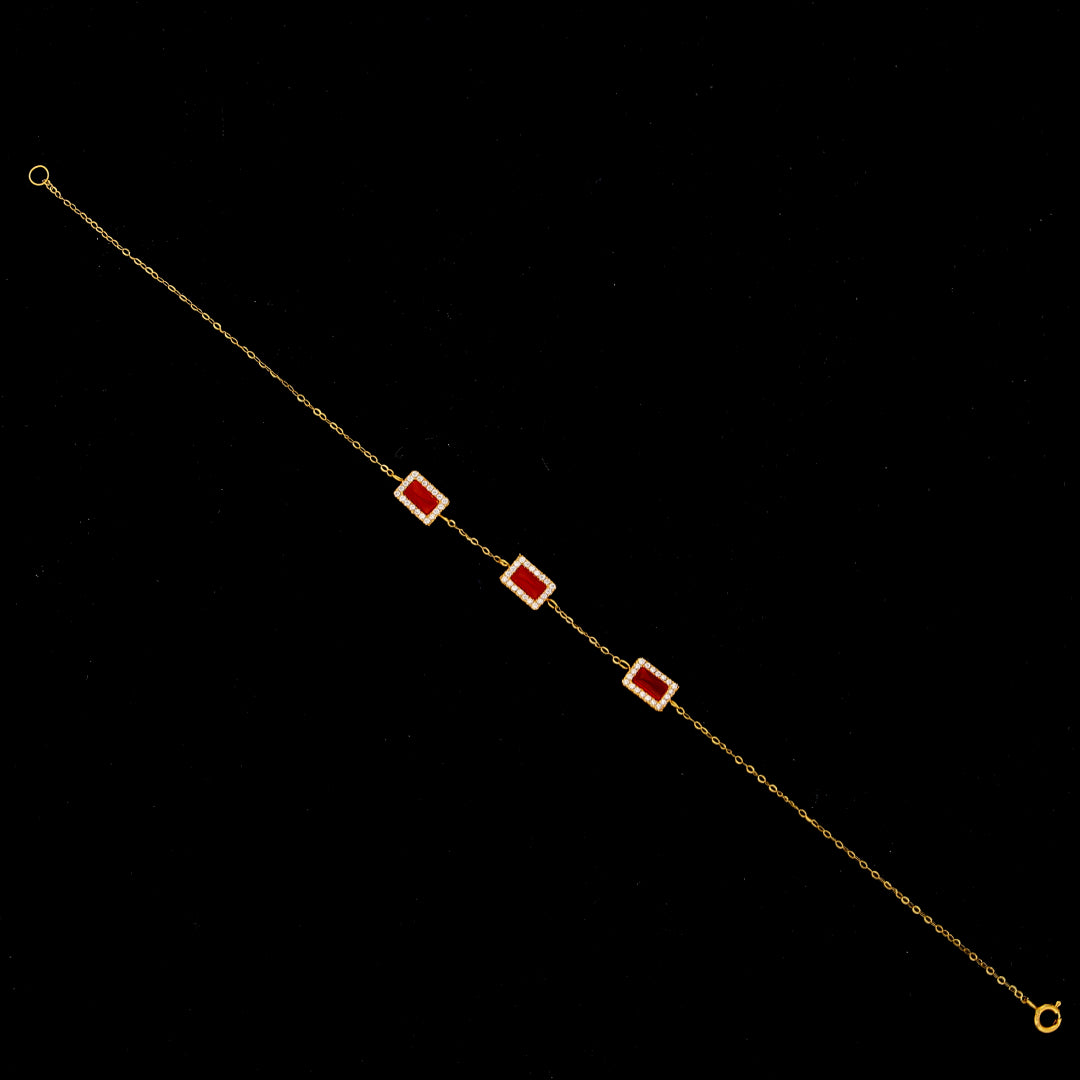 Gold Ruby Glow Bracelet 21KT - FKJBRL21KM10492