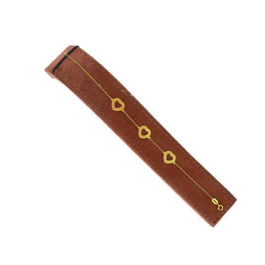 Gold Triple Heart Charm Bracelet 21KT - FKJBRL21KM10514