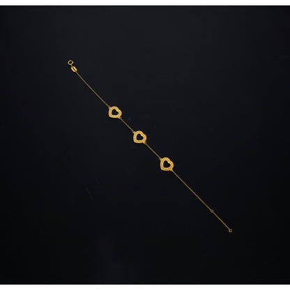 Gold Triple Heart Charm Bracelet 21KT - FKJBRL21KM10514