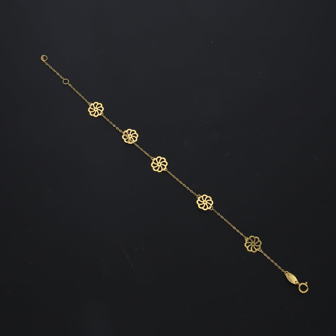 Gold Flower Motif Bracelet 21KT - FKJBRL21KM10517