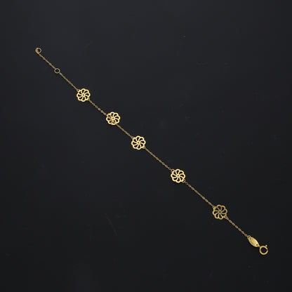 Gold Flower Motif Bracelet 21KT - FKJBRL21KM10517