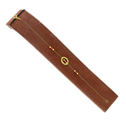 Gold Beaded Red Accent Bracelet 21KT - FKJBRL21KM10520