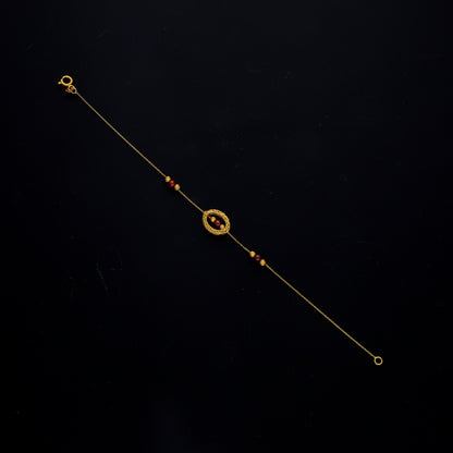 Gold Beaded Red Accent Bracelet 21KT - FKJBRL21KM10520