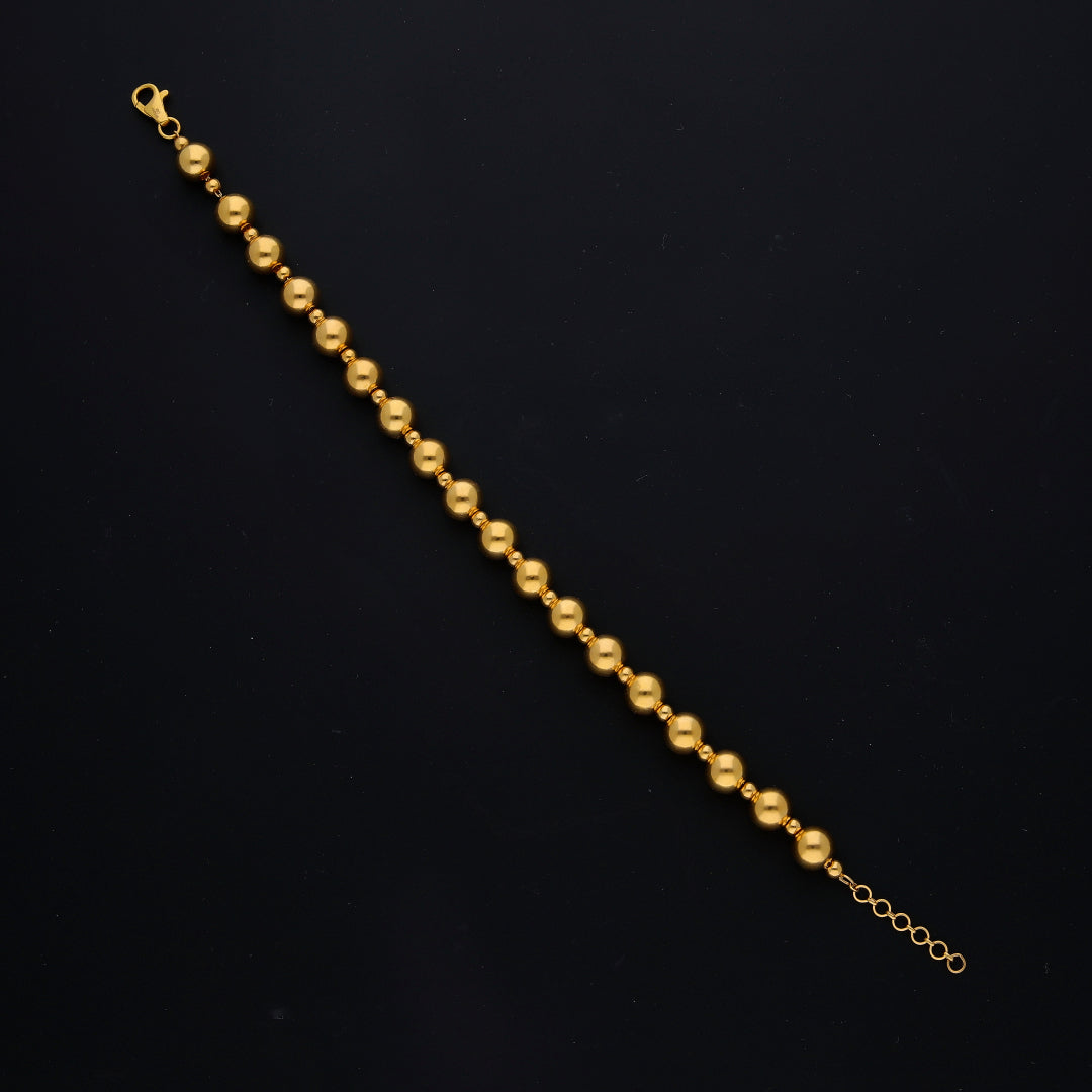 Gold Round Bead Link Bracelet 21KT - FKJBRL21KM10525