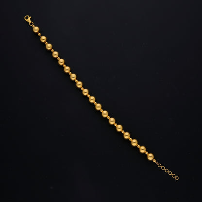 Gold Round Bead Link Bracelet 21KT - FKJBRL21KM10525
