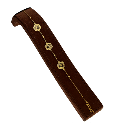 Gold Filigree Flower Link Bracelet 21KT- FKJBRL21KM10262