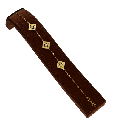 Gold Rhombus Link Bracelet 21KT- FKJBRL21KM10263